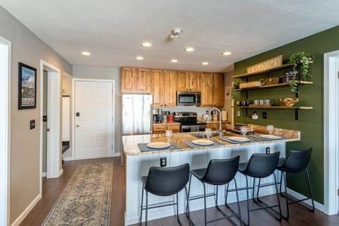 Four still bar seating at large kitchen island