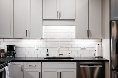 Kitchen updated to include sustainable, & chem free cleaning prod. where poss.