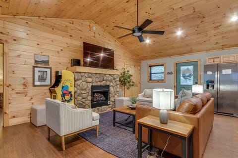 Cozy living room with a fire place!