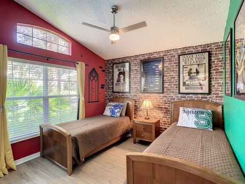 Step into harry potter themed retreat twin beds, perfect for friends or siblings!