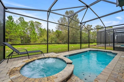 The private pool is enclosed & features sun loungers