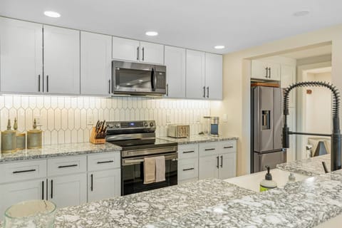 Newly Renovated Kitchen with Electric Range, Microwave, Toaster and Keurig Coffee Maker