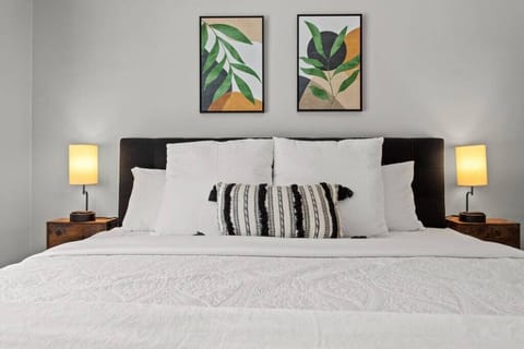 Nestle into the King bed for a restful night of sleep. Blackout curtains for sleeping in late is a bonus.