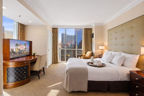 King Bedroom Suite | 8th Floor Balcony Access | Strip-Facing Windows | Smart HDTV | Premium Linens | Washer & Dryer In-Unit | MGM Signature Private Condo | Sleeps 4 Guests