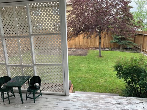 Backyard is tiny but fully fenced