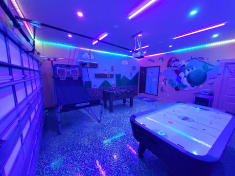 Super Mario World Game Room with Black Lights & Color Changing LEDs