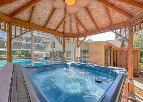 Hot tub on Gazebo with fan and lights