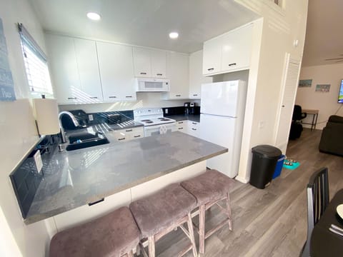 Newly remodeled kitchen with air fryer, toaster and multi-brew coffee maker