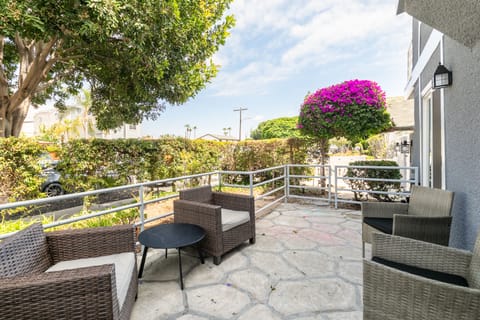 Expansive private patio accessible from each bedroom.  