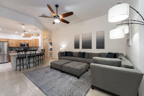 view of living room and breakfast bar