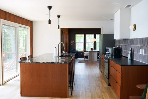 Kitchen island at Greatwood cabin