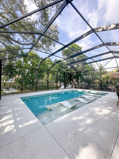 Screened in heated pool