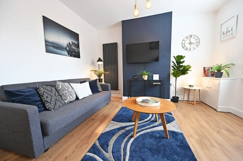 Living room with 4k smart TV.