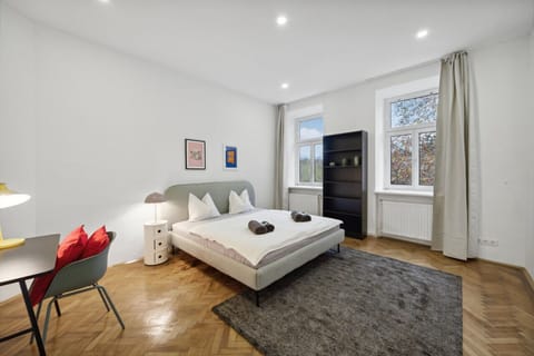 Room darkening curtains allow a restful afternoon nap