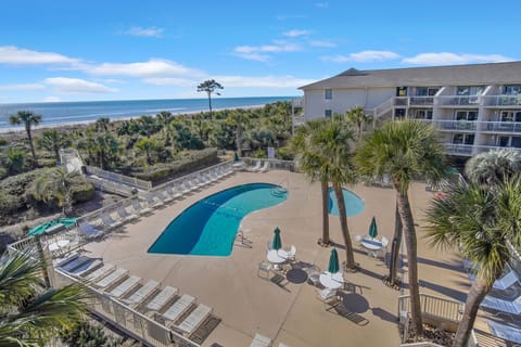 View from patio of the ocean and pool!
