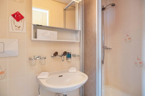 Twin Room, Balcony, Mountain View | Bathroom | Hair dryer, towels