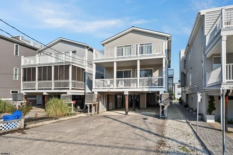 Driveway for 2 cars and back porch.