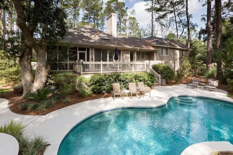 Beautiful private pool and lounging area.