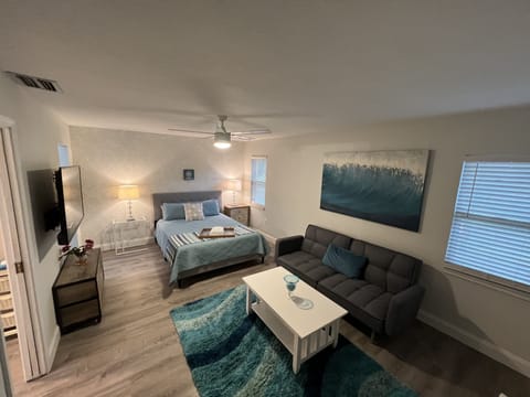Queen Bed and Futon - 55 inch FireTV