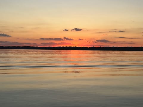 Lake Santa Fe sunset while boating
