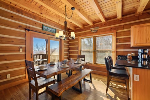 Raw Edge Wood Dining Table with Kitchen Bar Seating