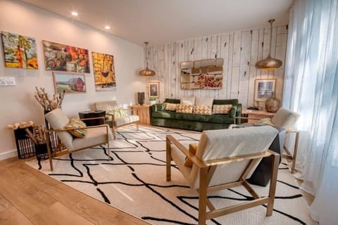 Our lounge has ample comfortable seating for at least 7.  Afternoon, early evening lighting is dreamy!