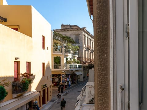 View of Adrianou St from the apartment bedroom