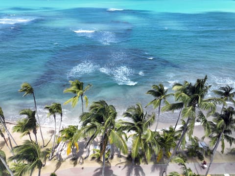 On the beach, white sand