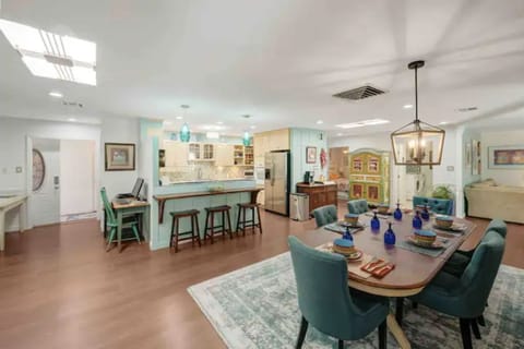 The lovely dining room faces the kitchen.