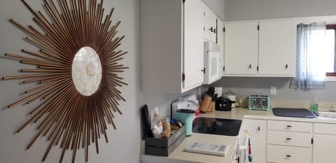 Spacious kitchen with island seating for four
