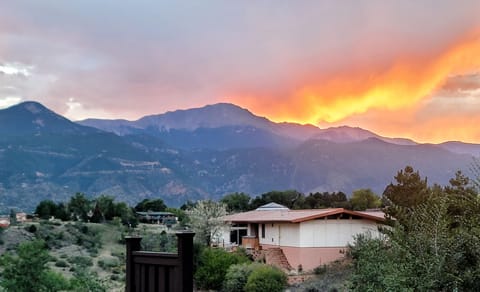 Sunset over Pikes Peak from patio