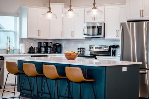 Kitchen with Leather Bar Seating