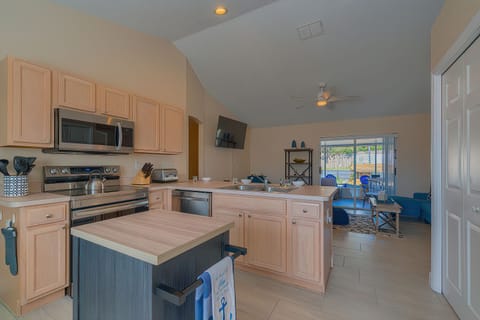 The family chef will appreciate being part of the living room crowd.