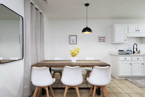 Nice chairs and dining table, perfect for your quality time while having a meal together.