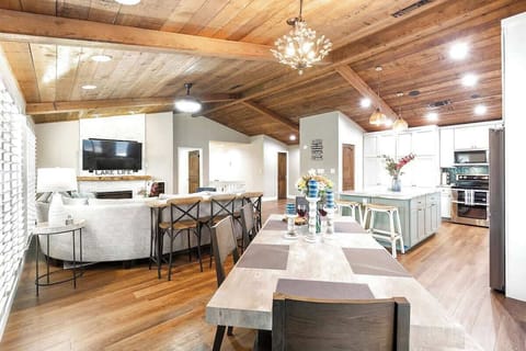 The upstairs offers living room and kitchen space.