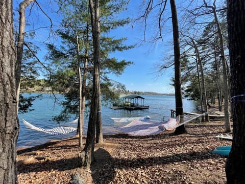 Hammock Alley! 3 of the 4 hammocks right on the lake.