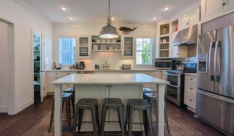 Sip your morning coffee around the island