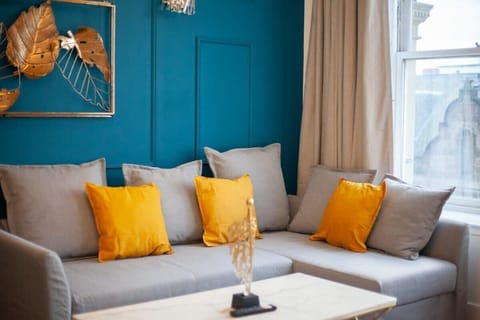 Relax on this pull out sofa bed after a day filled with sightseeing