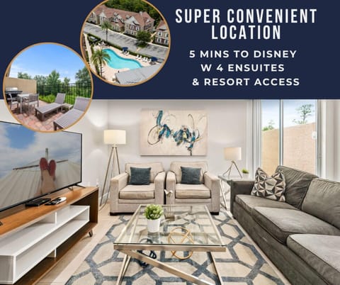Super convenient location, just a 5-minute drive from Disney World! 4-ensuite home in Summerville Resort.