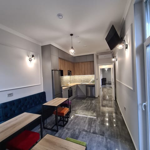 Shared fridge, microwave, paper towels