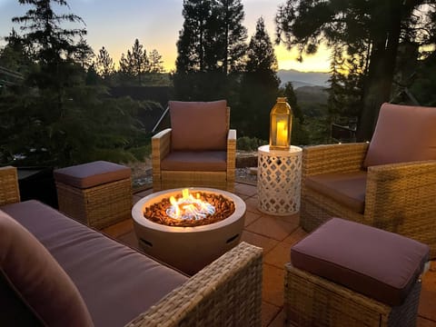 The most amazing view of the sunset from fire pit in back yard.