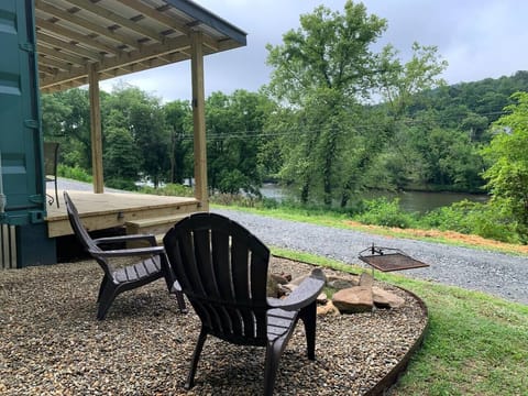 Fire Pit area with swing-over grill top