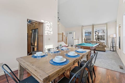 Our dining room opens up to the family room and is also connected to the kitchen