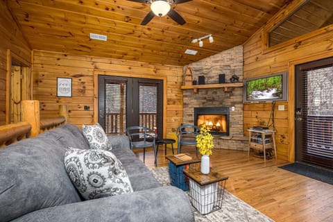 Get cozy in the living room with a warm fireplace, throw blankets, a sound system and some of the best classic DVD's ever released! This sofa is also a pull out couch for the people that snore in your life.