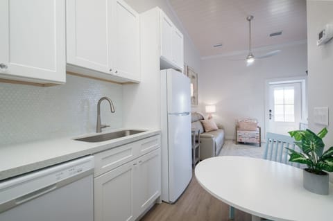 Beautiful and fully equipped kitchen looking into living space