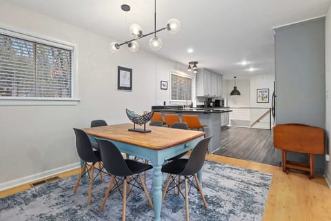 Walk through the living room and you'll find our dining room and kitchen area.