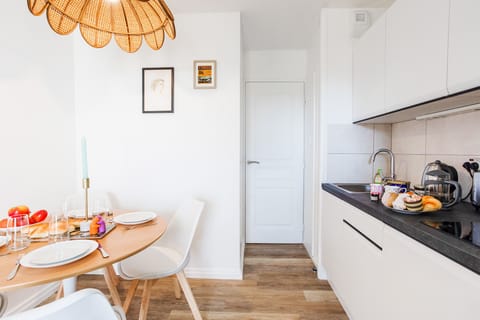 Kitchen open to the dining area