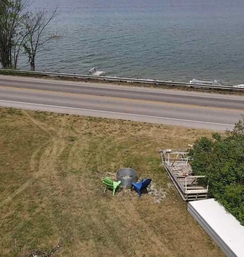 Lake view fire pit facing North