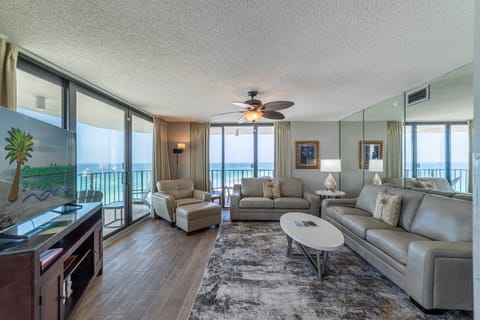 Welcome to 'Pelican Watch' Edgewater Tower 3 Condo 814. This Deluxe 3 BD/3 BTH wrap around end unit has amazing views of the Emerald Coast!