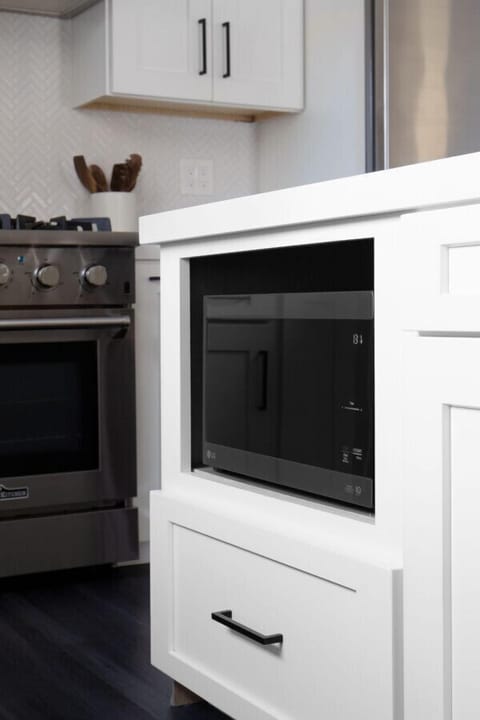 Gas Range, Microwave and a vast array of cooking tools are provided for our guests.